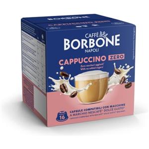 Caffè Borbone Cappuccino Zero - Zero Grassi, Zero Zuccheri, Zero Glutine - 16 Capsule - Compatibili con macchine ad uso domestico Nescafè®* Dolce Gusto®*