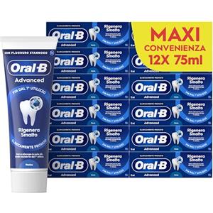 Oral-B Dentifricio Advanced Rigenera Smalto 12x75ml, Dentifricio Formato Convenienza, Clinicamente Provato, Pulizia Denti Efficace, Alito Fresco, Extra Freschezza Sapore Eucalipto