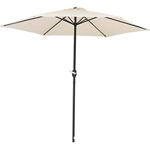 Baroni Home Ombrellone da Giardino Terrazzo e Balcone, Ombrellone Parasole con Palo Centrale Regolabile con Manovella, Parasole da Esterno, Bianco Ø 2,70 m x 2,36 m