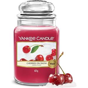 Yankee Candle Candela Profumata | Cherries on Snow Grande Barattolo | Candele a Lunga Durata: fino a 150 Ore | Regali di Natale Perfetti per Donne