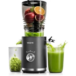 YASHE Estrattore di Succo Lento 300W, Bocca 148 mm per Frutta e Verdura Intera, Slow Juicer con Funzione Inversa, Motore Silenzioso, Senza BPA, Facile da Pulire