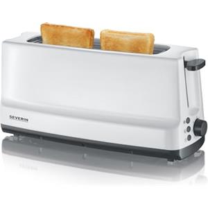 SEVERIN Tostapane Automatico A Fessura Lunga, Griglia Scaldapanini Integrata, Tcorpo In Acciaio Inox, Per Tostare, Scongelare E Riscaldare, 800 W, Bianco / Grigio, AT 2232
