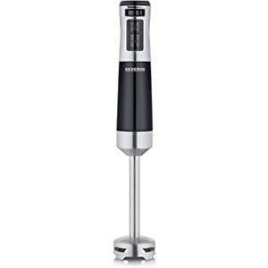 SEVERIN Frullatore a immersione per purea e sminuzzamento, con regolazione continua della velocità, frullatore ad immersione rimovibile, 600 W, nero/acciaio inox spazzolato, SM 3771