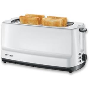 SEVERIN Tostapane Automatico A Fessura Lunga, 4 Fette, Griglia Integrata Scaldapanini, Corpo In Acciaio Inox, Per Tostare, Scongelare E Riscaldare, 1.400 W, Bianco/Grigio, AT 2234