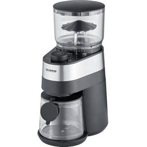 SEVERIN KM 3880 - Macinacaffè elettrico, meccanismo che preserva gli aromi, dosaggio regolabile, grado di macinatura regolabile in 30 livelli, contenitore per chicci rimovibile, 140 Watt, acciaio