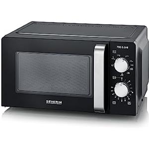 SEVERIN Forno a Microonde 2in1 con Grill, 700 W, Grill 900 W, 9 Programmi Automatici, Microonde con Griglia e Piatto Girevole, Nero/Acciaio Inossidabile - MW 7781