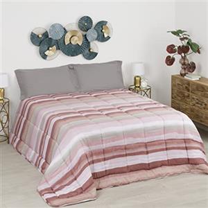 Baroni Home Trapunta Invernale in Ecopiuma, Piumone 350 gr/mq caldo e morbido, Anallergica, Antiacaro e Traspirante, Righe Rosa, Matrimoniale 260x260 cm