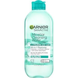 Garnier SkinActive - Acqua micellare detergente, struccante idratante e riempitivo tutto in 1 + detergente viso, con acido ialuronico + aloe, per pelli da normali a sensibili, 400 ml