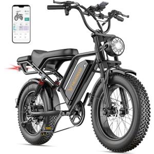 OneSportWay HEADEER BK20 Bicicletta Elettrica per Adulti, 48V 20Ah Batteria Rimovibile, Autonomia 80KM 25 KM/H Mountain Bike Elettrica Uomo con Pneumatici Fat 20 x 4.0 Per Tutti I Terreni, Doppia Sospensione