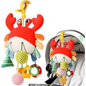 Pesoncarl Giocattoli per seggiolini Auto, Giocattoli sospesi a Spirale in Peluche per Bambini per Passeggino, Culla, Culla, seggiolino Auto Mobile con Carillon - a Forma di Granchio