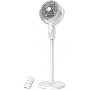 XOQUAI Ventilatore a piantana silenzioso, senza fili, con telecomando, altezza regolabile da 32 a 82 cm e 5 velocità regolabili, oscillazione orizzontale di 90° e inclinazione verticale di 180°