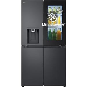 LG GMG960EVJE Frigorifero Multidoor Instaview, Frigorifero 4 Porte, Classe E, 638l, Dispenser Acqua E Ghiaccio Con Uvnano, Connettività Wi-fi Con App Thinq, Ripiano Pieghevole, Metal Fresh, Nero