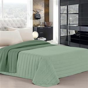 IlGruppone Trapuntino Bicolore Copriletto Prodotto Italiano Manopesca Duck Friendly Primavera Autunno Coperta Leggera Effetto Piuma (Verde-Salvia, Matrimoniale)