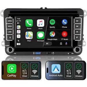 THIHPHOATLI Autoradio con CarPlay wireless compatibile con VW Polo,Golf 5,Golf 6,Passat,Tiguan, Touran,T5,Schermo IPS,Stereo VW Supporta Android auto e SWC originale,Bluetooth,AM FM RDS,USB,EQ/DSP,Navigatore