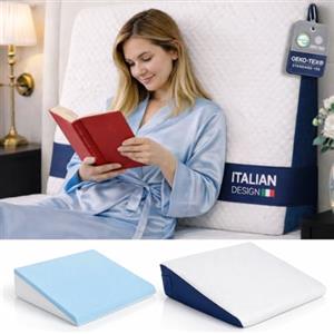 Ritalia Cuscino Anti-Reflusso 65x60x20 cm con Schiuma Memory per Letto, Alzapiedi Materasso Adulti, Cuscino per Lettura e Schienale Letto Triangolare.