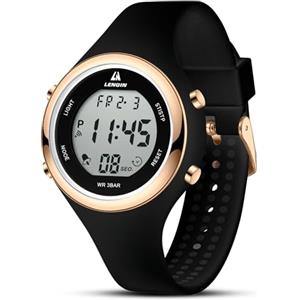 LN LENQIN Orologio Digitale da Donna Sportivo Cinturino Silicone 3ATM