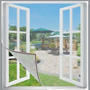 Bokaiya Finestra Zanzariera Magnetica Bokaiya, Rete in Fibra di Vetro Regolabile Fai Da Te Max 100x130cm, Zanzariere per Finestre, Rete Rossa