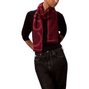 Calvin Klein Donna Sciarpa Jacquard Stole con Logo Oversize, Rosso (Alluring Pink/Framboise), Taglia Unica