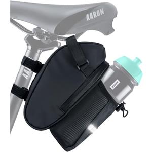 AARON Borsa Da Sella Per Bicicletta Con Portabottiglie, Impermeabile Con Riflettore, Borsa Da Sella Per E-Bike, Bici Da Corsa, Bici Da Trekking, Colore Nero