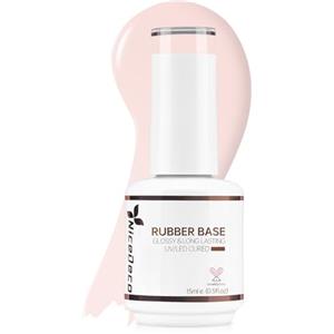 Nicedeco 4 in 1 Professionale Base Rubber Gel Semipermanente Nude Smalto per Unghie Rinforzante Gel UV/LED Soak Off - (R06)15ML