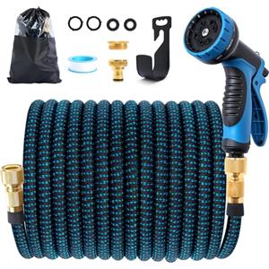 Jsdoin Tubo Acqua Giardino 15 Metri - Estensibile per con Pistola a Spruzzo 10 Funzioni, Canna Irrigazione Adattatori da 1/2" e 3/4" Innaffiare,Giardinaggio Lavaggio Auto (15M/50FT)