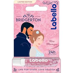 Labello Bridgerton Limited Edition Rose Meringue 4.8 g, Balsamo labbra colorato dal design romantico in edizione limitata, Burrocacao labbra lip balm idratante 24h con aroma di Rosa e tocco perlato