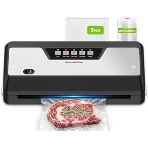 Bonsenkitchen Macchina Sottovuoto Alimenti, 125Watt, Taglierino Integrato