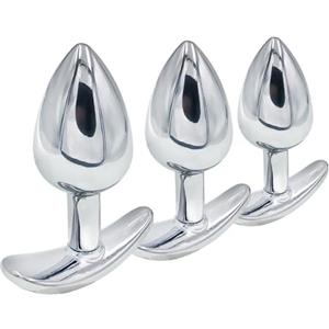 DstoLusre 3 stili S/M/L Tappi anali in metallo Dilatatori anali vaginali Butt plug in acciaio inossidabile Dildo anale G-Spot anale SM Giocattoli erotici for uomini Donne Coppie(S)