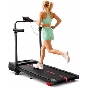 HomeTro Tapis Roulant Pieghevole Elettrico per Casa, Walking Pad Salvaspazio con Inclinazione, Fino a 12 km/h, Display LED, Corrimano, Motore Potente, Treadmill Silenzioso per Casa e Ufficio,Ebano
