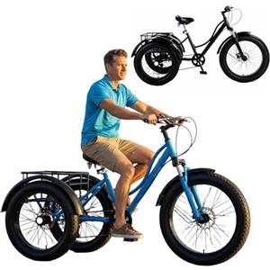 Generic Triciclo elettrico a 3 ruote per anziani, con pneumatici larghi, 7 velocità e sistema antiribaltamento, ideale per ciclismo all'aperto, portata massima 120 kg.