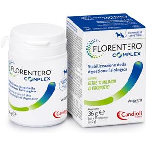 Candioli Florentero Complex Cane e Gatto 30cpr | Probiotici per Cani, Gatti | Mangime Complementare Dietetico Probiotico Digestivo per Cani con Fruttoligosaccaridi, Vitamine per Cani e Gatti del Gruppo B