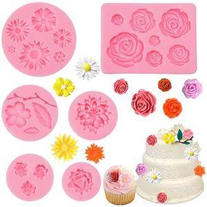 DGN 3D Stampi Fiori in Silicone per Dolci, Stampo Silicone Fiori Decorativo | Dolci,Forma di Rose Fiore Stampo,Stampo In Silicone per Mini Fiori Foglia ,Fiore di Fondente Stampo a Forma Per Sugarcraft