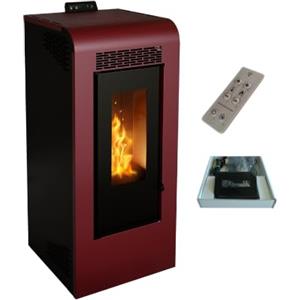 Generico Stufa a Pellet Ventilata Canalizzata Giulia 10 Bordeaux 10,26 KW 4 Stelle 100 m2 riscaldabili (Stufa Canalizzata + Modulo Wifi + Telecomando)