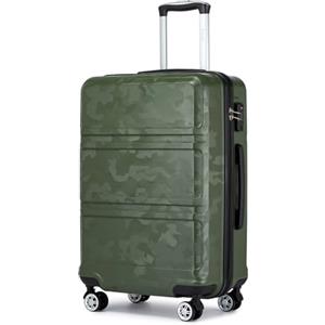 KONO Trolley Bagaglio a Mano 52 x 38 x 21 cm ABS Leggero e Rigido con 4 Ruote 360°, Lucchetto TSA, Cabina per Trasporto (20", (Verde/Mimetico)