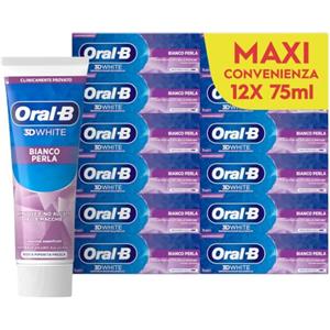 Oral-B Dentifricio Sbiancante 3D White Bianco Perla, Denti Bianchi 12x75ml