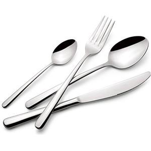 Lagostina Ambra, Set Posate per 6 Persone con 6 Forchette Tavola, 6 Coltelli Bistecca, 6 Cucchiai Tavola, 6 Cucchiaini Caffè, Set Posate in Acciaio Inox 18/10 con Finitura Lucida a Specchio