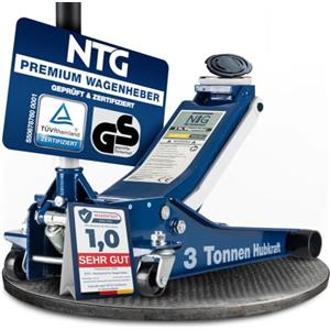 NTG Cric idraulico 3T (altezza di sollevamento 75-505 mm) Lowliner con doppio cilindro Cric professionale extra stabile per manovre 3000 kg in piano per SUV e auto ribassate Autovetture