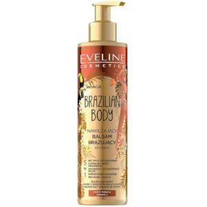 Eveline Cosmetics Brazilian Body Moisturizing And Bronzing Body Balm 200ml | Tutti i tipi di pelle, effetto abbronzante graduale dorato con olio di cocco e noce brasiliana