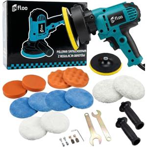 INfloo Lucidatrice Auto 700 W, Macchina Lucidatrice per Carrozzeria con Velocità Regolabile 600-3700 giri/min, Disco 125 mm, Set con Tamponi, Microfibra, Lana e Accessori