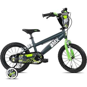 BMX BICICLETTA PER BAMNINI DAI 4 AI 6 ANNI CON TELAIO BMX CON STABILIZZATORI LATERALI. MADE IN ITALY. MISURA 16 POLLICI