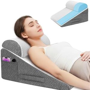 Aofesel Cuscino a Cuneo per Letto, Cuscino Antireflusso Adulti con Supporto per la Schiena, Ergonomico Cuscino Triangolare per il Supporto di Schiena, Gambe e Ginocchia, Reflusso Acido