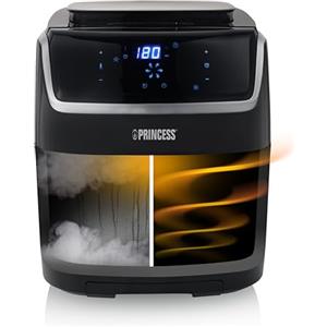 Princess friggitrice ad aria e vaporiera 2 in 1, 62,2% di consumo energetico in meno, volume 6,5 L, 8 programmi, per un massimo di 9 persone, cestello di cottura Ø 23,5 cm, 182080