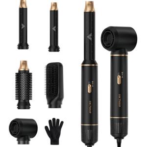 Dryhsip 5 in 1 Spazzola Asciugacapelli Multifunzione, Phon con 3 Temperatures, Styling Liscio, Onde, Ricci, Volumizzante, Hair Styler Viaggi set Regalo donna e uomo (Ink)