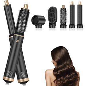 Dryhsip 5 In 1 Spazzola Asciugacapelli Regalo, Air Styler Per Capelli Ad Aria Calda, Hair Airstyler Hairstyler Arricciacapelli, Set Spazzole Con Phon/Phone Multifunzione Lissante Rotonda - Raven