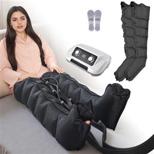 LQJHDM Pressoterapia Gambe e Addome, Macchine Stivali Pressoterapia Professionale Per Casa, 6 Camere Massaggiatore Stivali, 0-30 Min, 30-240 Mmhg Regolabili (Gambe Nere, XL)