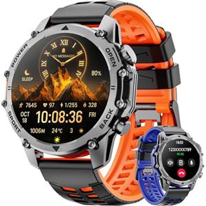 Hwagol Smartwatch Uomo con Torcia, 1,52'' HD Orologio Smartwatch Militare con 500 mAh Batteria(7-20 Giorni di Durata), Smart Watch Uomo con 110+ Sport Fitness/Frequenza Cardiaca/SpO2/Sonno per Android iOS