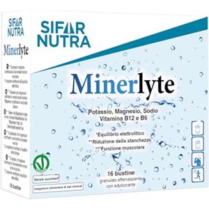 Sifar Nutra Minerlyte| Integratore di elettroliti con potassio, magnesio, sodio, vitamine B12 e B6| reidratazione e recupero muscolare| per sport e attività fisica| vegan|gusto arancia|16 bustine