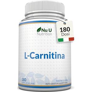 Nu U Nutrition L-Carnitina Tartrato Forte - 180 Capsule Vegane - 550mg di Carnitina per Capsula - Con Vitamine & Minerali - Integratore Pre e Post Workout per Sportivi - Prodotto in Europa - Nu U Nutrition