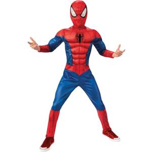 Rubie's RUBIES COSTUME SPIDERMAN BLACK LINE BAMBINO per bambini, Tuta deluxe con Muscoli sul petto, logo con effetto lenticolare e Maschera, per Carnevale, Natale, Feste, licenza ufficiale, 5-6 (116 cm)