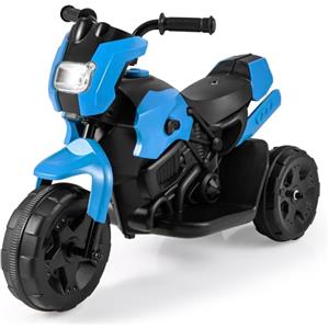 RELAX4LIFE Moto Elettrica a 3 Ruote per Bambini 6V, Giocattolo a Batteria con Fari LED e Pedale del Piede, per Bambini 3-6 Anni (BLU)